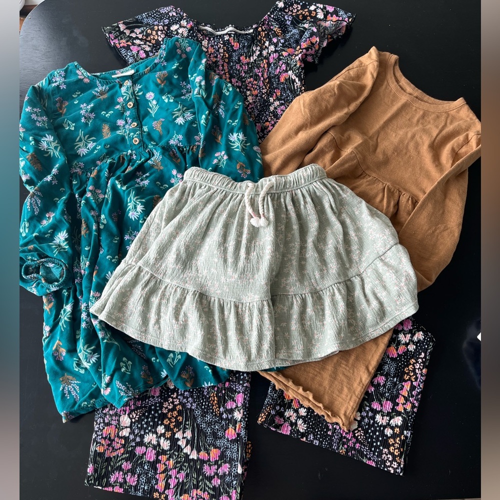 Size small girls bundle dresses romper and skirt 6/6x-7